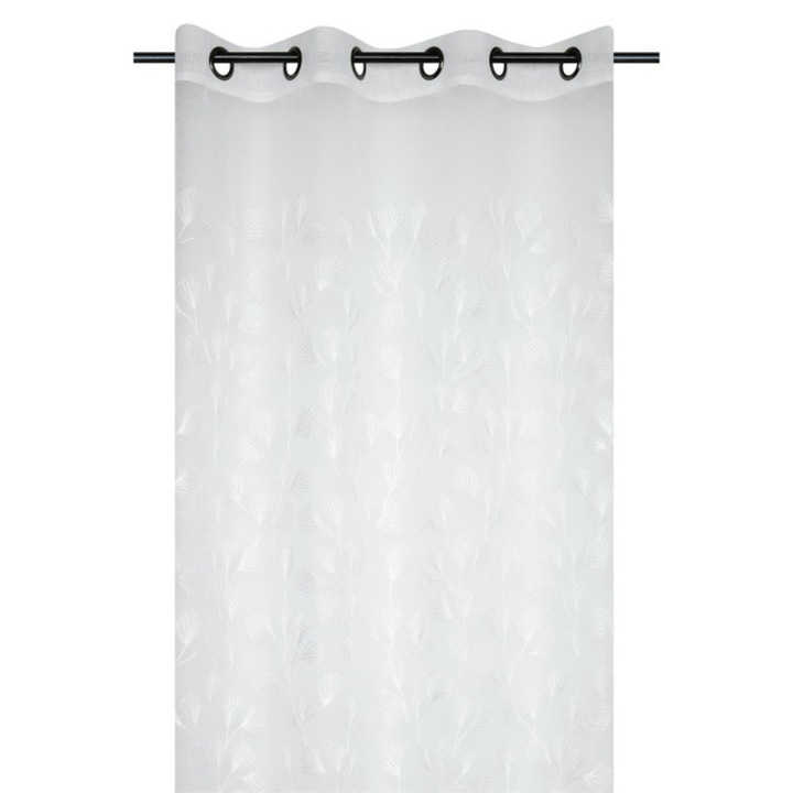 Hímzett függöny Stof NOVA, 140x260cm, fehér, gyűrűs