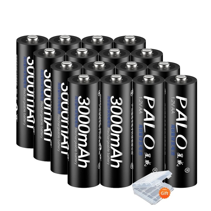 Set 16 Baterii Reincarcabile AA, 3000mAh, NiMH, Ecologice