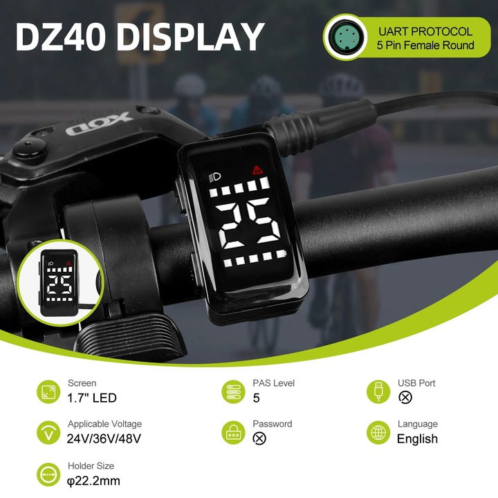 Display LCD, Waterproof IP66, DZ40 Bafang UART, 36V-72V, -20C to 60C