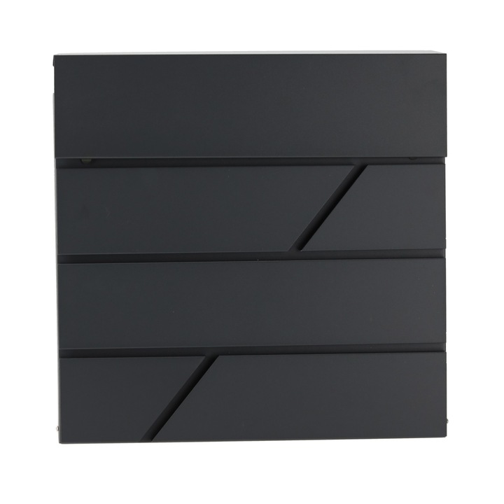 Cutie postala metalica Nova cu incuietoare si cheie, otel galvanizat, 37x37x11 cm, negru