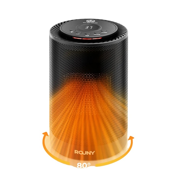 Elektromos hősugárzó, oszcilláló kivitel, állítható termosztát, fekete, 1200W, 20m²