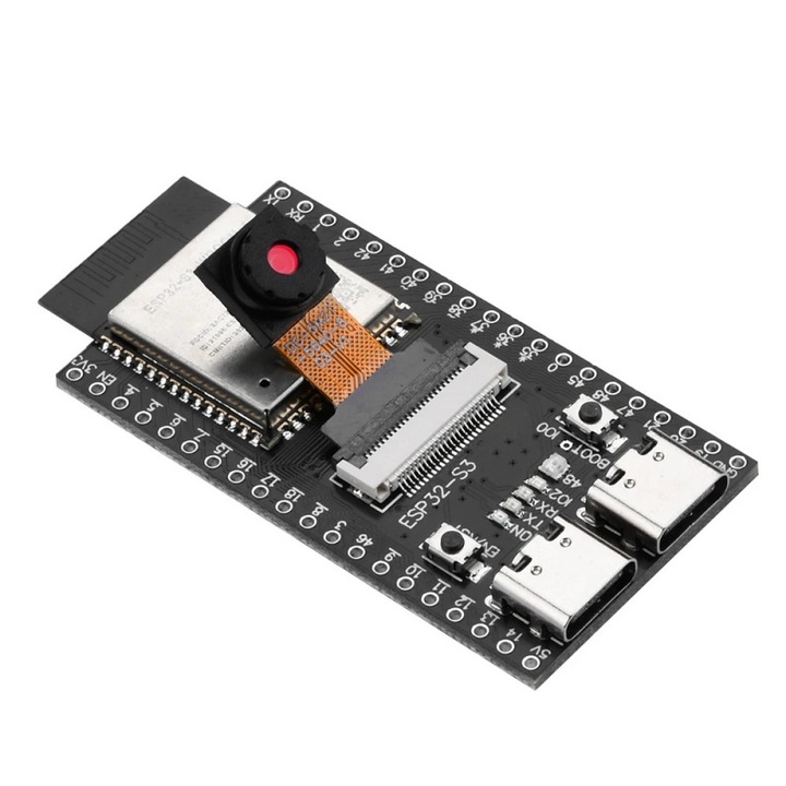 ESP32-S3 CAM fejlesztőkártya, OV2640 kamera, WiFi és Bluetooth kapcsolat, 57x28mm méret