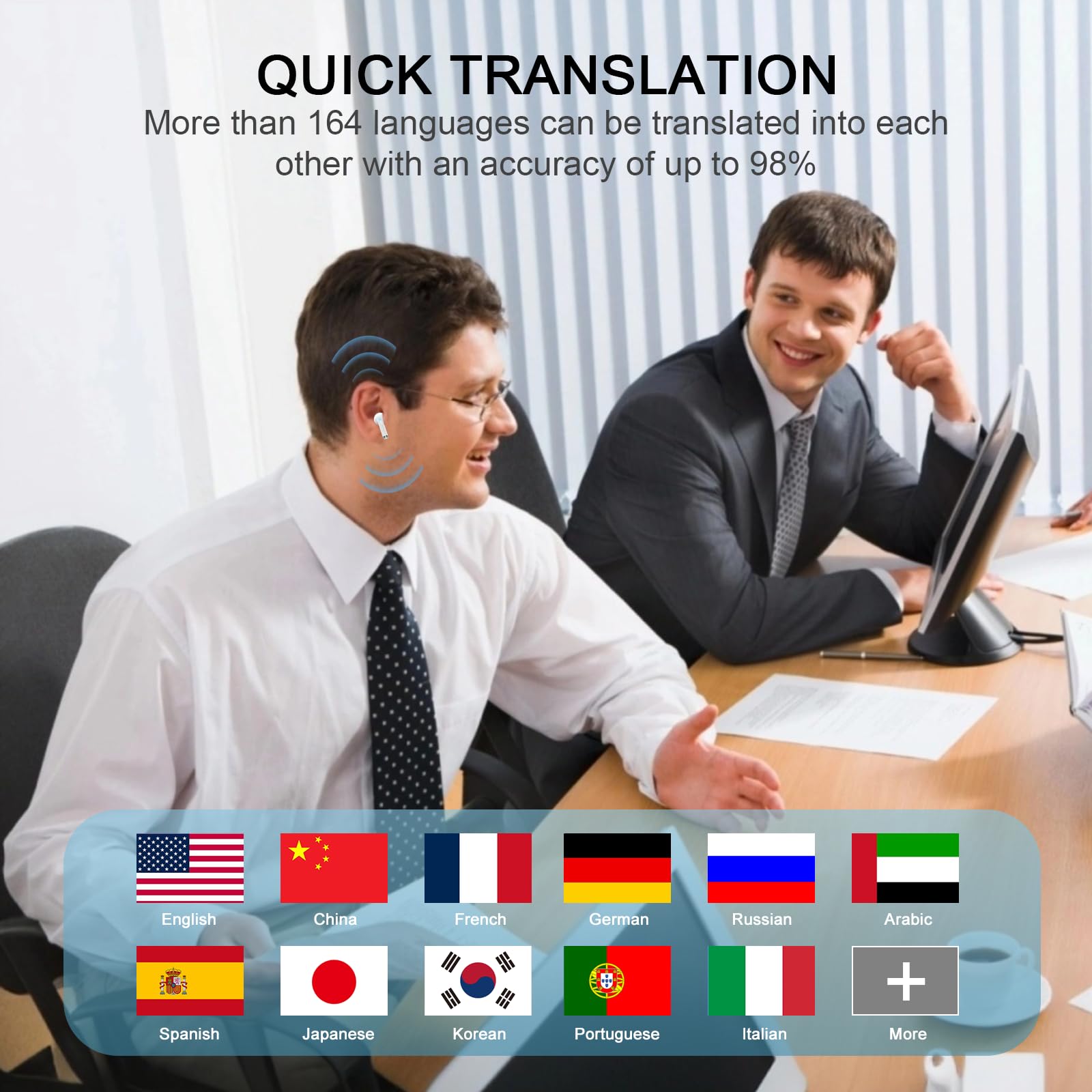 Casti Ai Casti Translator AI 2026 3 in 1, Traducere Vocala 164 Limbi, Bluetooth ...