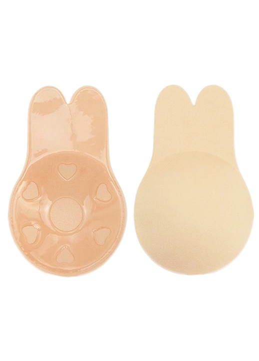 Sutien Invizibil Autoadeziv cu Silicon, Efect Push-Up, Fara Bretele, Reutilizabil, Lift Up, Marime Universala, 10.5 cm, Bej