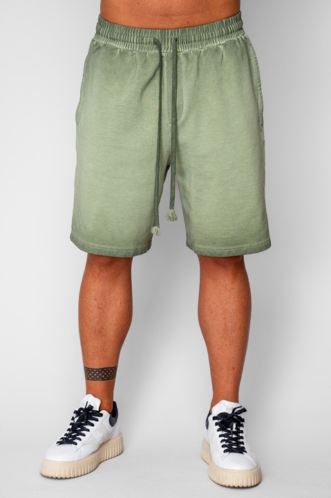 Előmosott pamut rövidnadrág Khaki 20642, Khaki