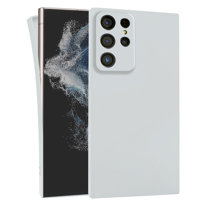 Силиконов защитен калъф за Samsung Galaxy S22 Ultra, прецизни изрези, стилен противоплъзгащ дизайн, висококачествени материали, бял