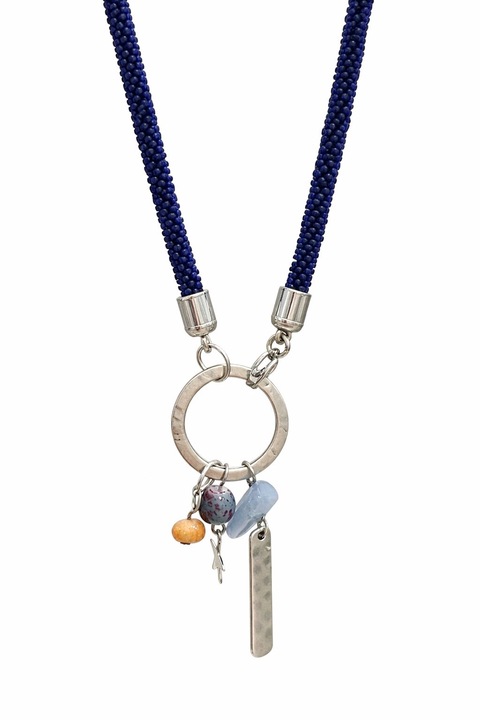 Colier Cobalt, Handmade, realizat cu margele toho si pietre semipretioase, Negru, Alma’s Boutique, lungime colier 72 cm