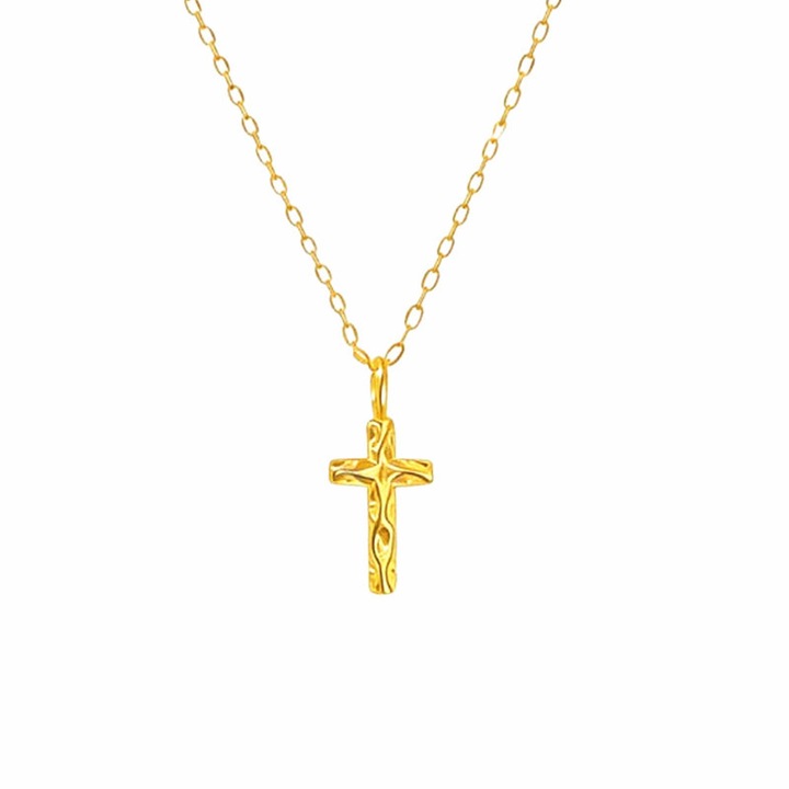 Colier cu pandantiv cruce din aur 14k si argint S925, lungime 42+3cm, elegant, pentru barbati si femei