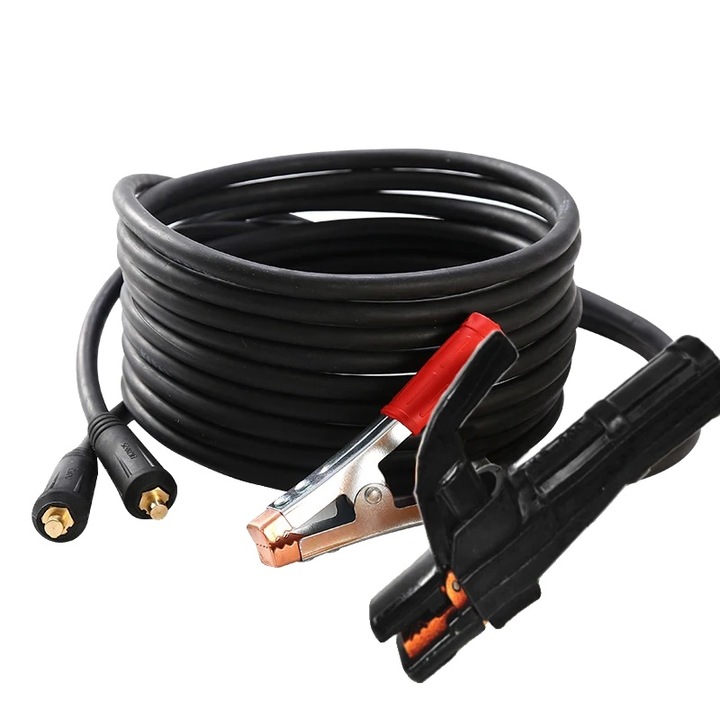 Cleste de pamant pentru sudura, 300A, 5m cablu sudor, 3m cablu de pamant, design ergonomic, portocalie si argintie
