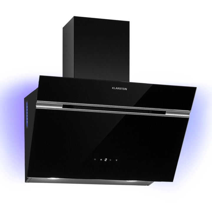 Hota Klarstein Alina 60 Smart, 600 m/h, iluminare LED, fata din sticla, 60 cm, Negru