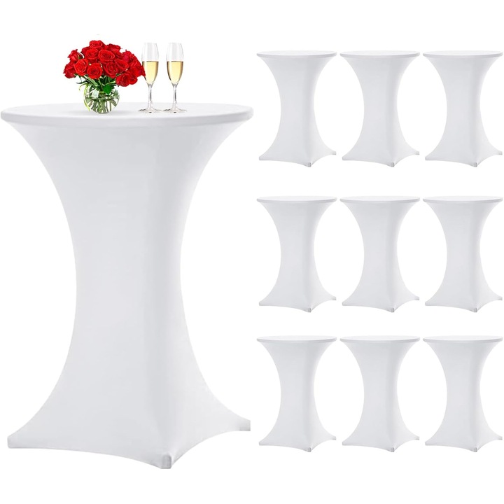 Комплект от 10 калъфа за маси, спандекс, 32"x43" (81x109 см), бял, за събития