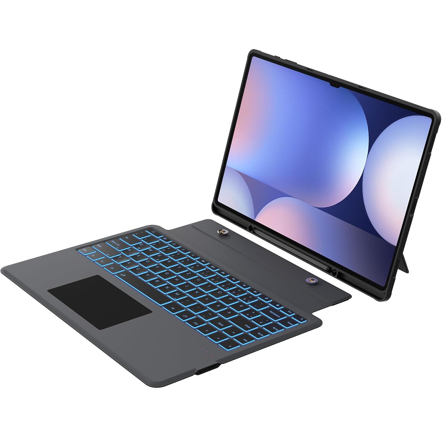 Etui cu tastatura detasabila ROOFEI QWERTZ pentru Samsung Galaxy Tab S10/S9/S8 Ultra 14.6, trackpad, protectie solida, negru