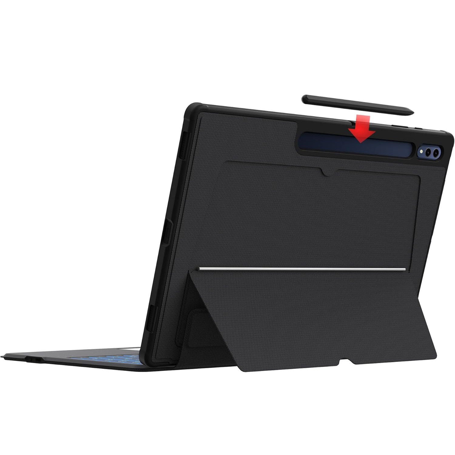 Etui cu tastatura detasabila ROOFEI QWERTZ pentru Samsung Galaxy Tab S10/S9/S8 Ultra 14.6, trackpad, protectie solida, negru
