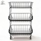 Organizator Bucatarie 3 Nivele Elindor® Carucior cu Roti, Ajustabil, Multifunctional, Raft Mobil Organizare Baie, Camara, Birou, Bar, Dulap Metalic pentru Depozitare Legume, Fructe, Detergenti, Parfumuri, 5x Cutie Detasabila, 41 × 29 × 59 cm, Negru
