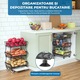 Organizator Bucatarie 3 Nivele Elindor® Carucior cu Roti, Ajustabil, Multifunctional, Raft Mobil Organizare Baie, Camara, Birou, Bar, Dulap Metalic pentru Depozitare Legume, Fructe, Detergenti, Parfumuri, 5x Cutie Detasabila, 41 × 29 × 59 cm, Negru