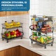 Organizator Bucatarie 3 Nivele Elindor® Carucior cu Roti, Ajustabil, Multifunctional, Raft Mobil Organizare Baie, Camara, Birou, Bar, Dulap Metalic pentru Depozitare Legume, Fructe, Detergenti, Parfumuri, 5x Cutie Detasabila, 41 × 29 × 59 cm, Negru