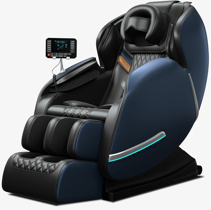 Scaun de masaj, MOLINI Deluxe, Zero Gravity, Negru/Albastru, 145x75x110cm