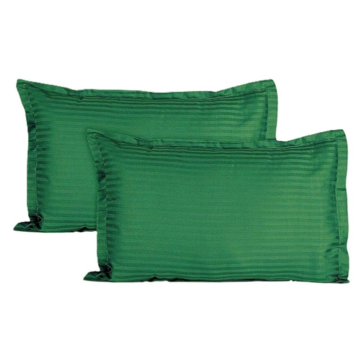 Set 2 fete de perna Kotonia Home Deco - Damasc Saten - 100% bumbac, dimensiune dungi 1 cm, 70x70 cm, verde smarald