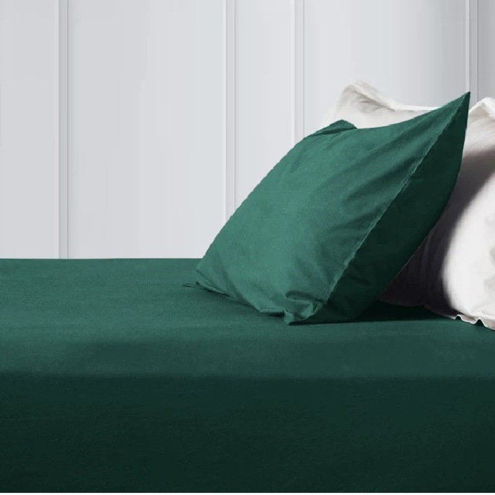 Husă pat Kotonia Home, bumbac ranforce, elastic, aqua marine, 90x200+20 cm