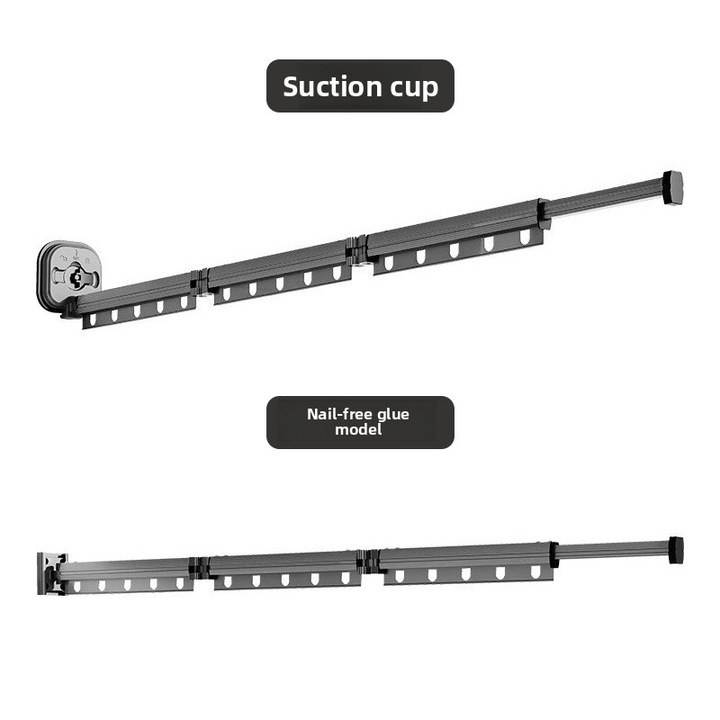 Uscator de haine retractabil de perete 125 cm, aluminiu, extensibil 3 segmente, suport uscator rufe pentru balcon sau baie