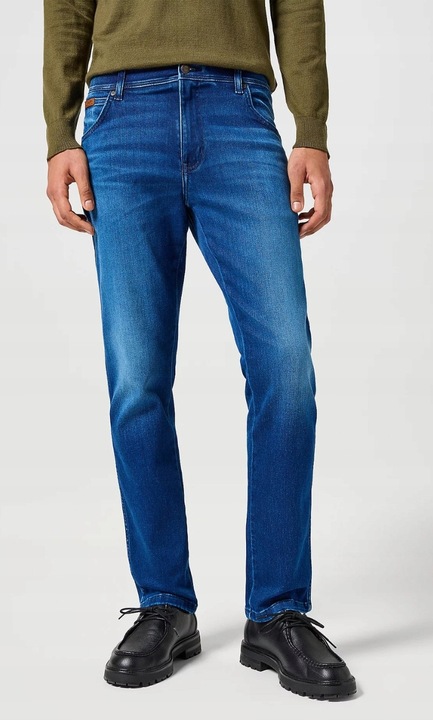 Blugi barbati, Wrangler, TEXAS SLIM, confortabili, albastru, bumbac, W50-L34 US