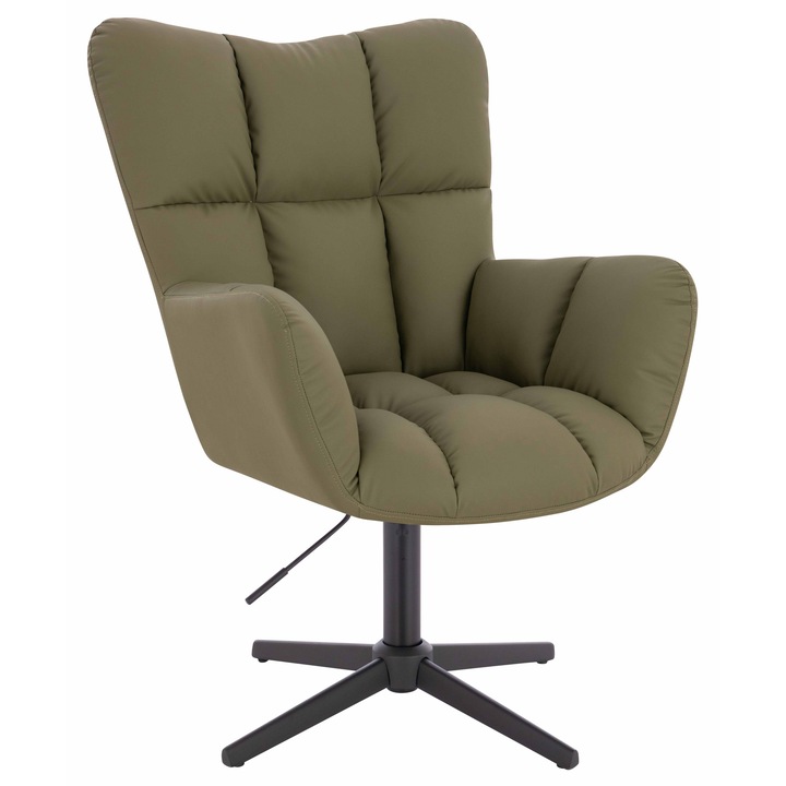 Scaun de birou, Votana, HR650CROSS, Piele Ecologica Premium Soft, Baza Neagra, Khaki