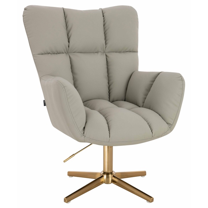 Scaun de birou, Votana, HR650CROSS, Piele Ecologica Premium Soft, Baza Aurie, Culoare