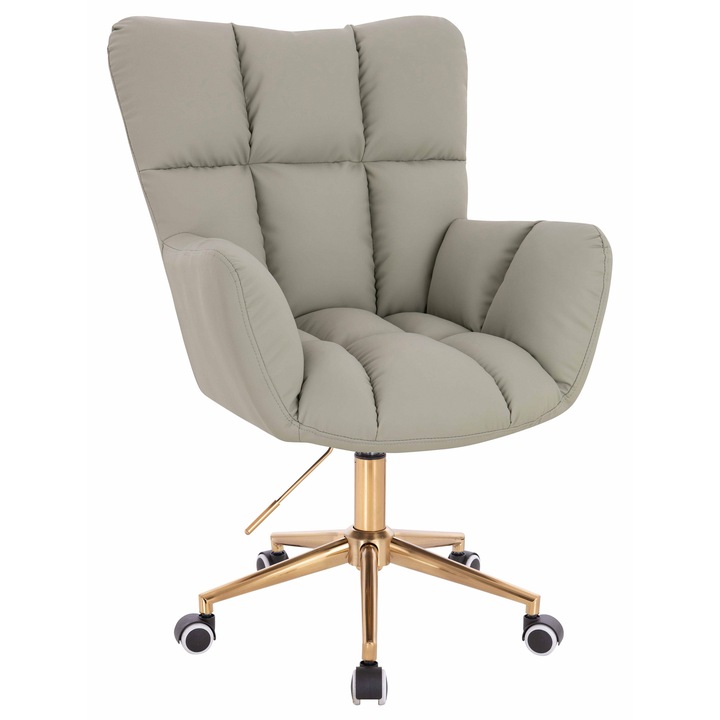 Scaun de birou, Votana, HR650K, Piele Ecologica Premium Soft, Baza Aurie