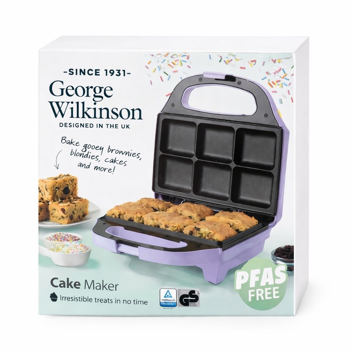 Уред за брауни и мини сладкиши George Wilkinson Cake Maker, 6 форми, незалепващи плочи, без PFAS