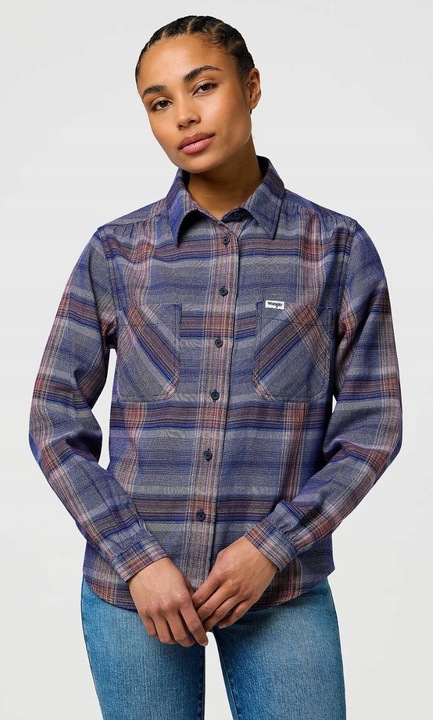 Női ing, Wrangler, Western modell, regular fit, kockás, pamut, Többszínű, L