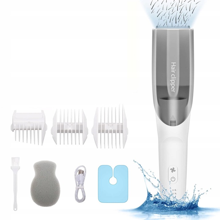 Aparat de tuns pentru copii Spark, 0-12 ani, culoare alba, lungime 21 cm, set cu accesorii 3/6 mm, 9/12 mm