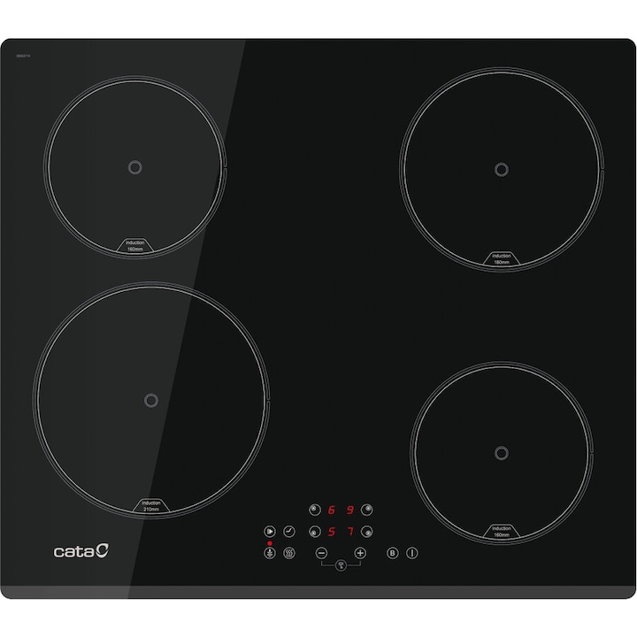 Cata IB 6324E2 BK beépíthető indukciós főzőlap, 59cm, 4 főzőzóna, érintőgombos vezérlés, fekete