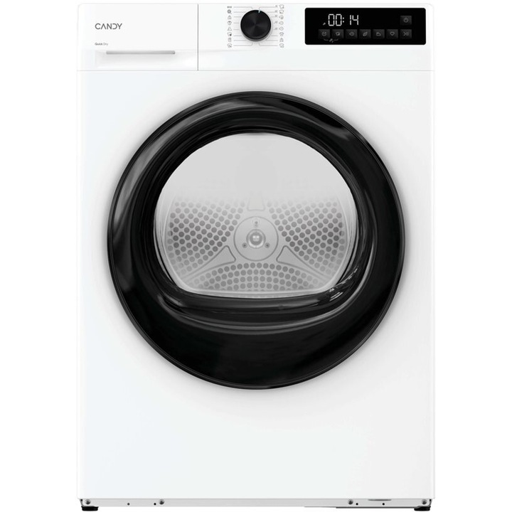 Uscator de rufe Candy GDL 8N1B-S, Pompa de caldura, Easy Iron Plus, AI Smart Move, Soft Touch, Memo, 8 kg, 16 programe, Clasa E, Alb