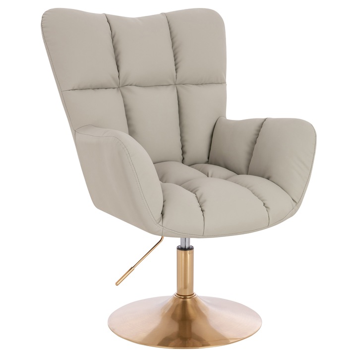 Scaun de birou, Votana, HR650N, Piele Ecologica Premium Soft, Baza Aurie, Ecru