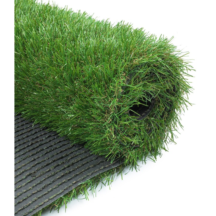 Изкуствена трева, e-floor, Estella, 200 x 400 см, зелена, дълга нишка, височина 30 мм, устойчива на атмосферни влияния, лесна за почистване и поддръжка, за външно ползване, полиетилен
