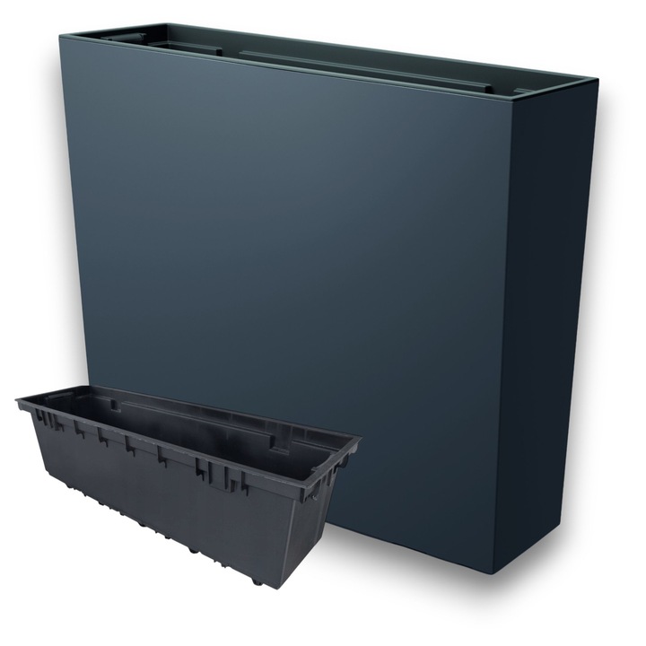 Ghiveci inalt Prosperplast DUC600T, antracit, 58x18x49,8cm, set cu suport interior
