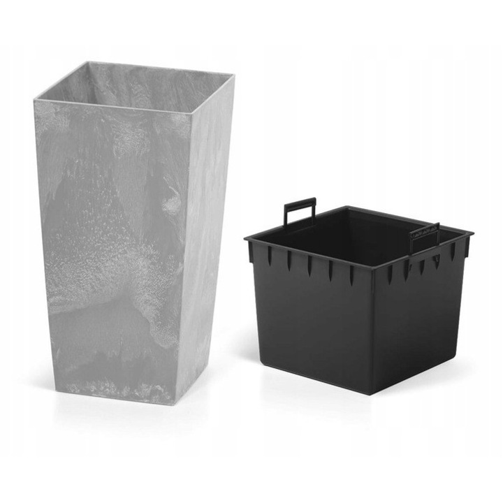 Ghiveci inalt Prosperplast Urbi, 24x24x45cm, beton, set cu inaltime interioara