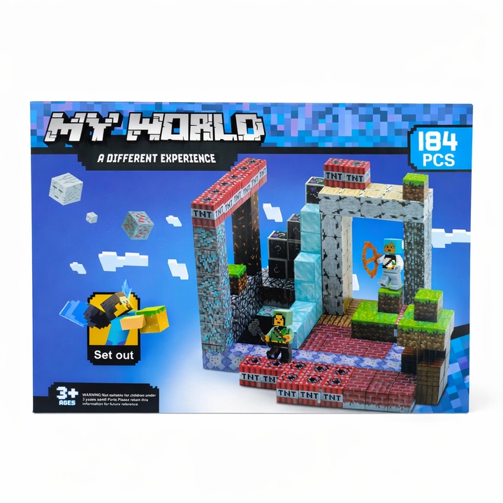 Конструктор My World, 184 части, 2 фигурки, многоцветен, 30x18x9см, вдъхновен от Minecraft