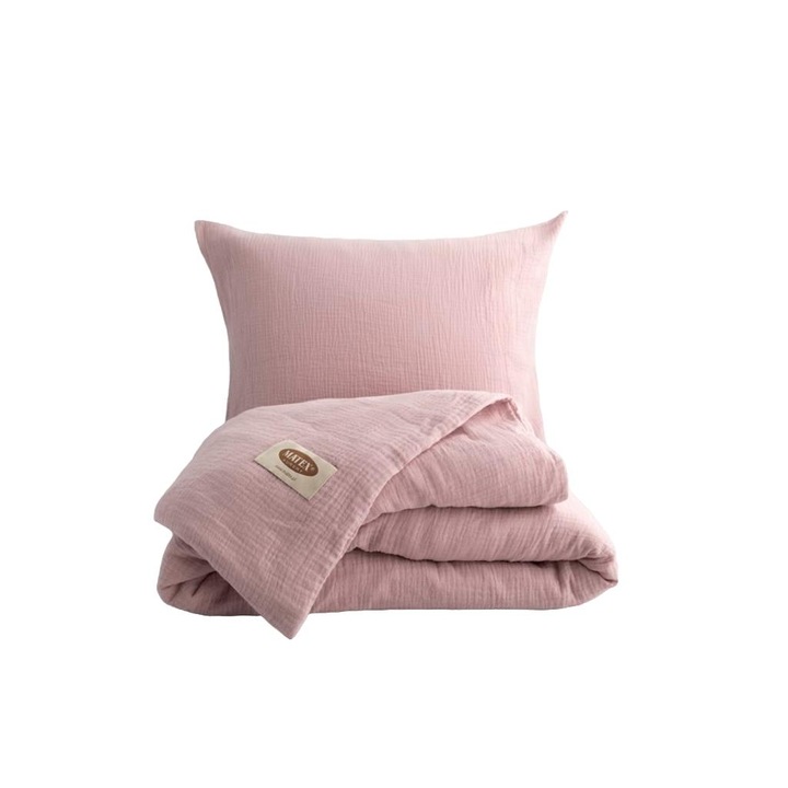 MULTITEX ágynemű, muszlin, 3 részes, 160x200cm / 2x70x80cm, rózsaszín