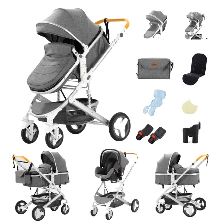 Marsupiu multifunctional, 530, design usor, gri, capacitate 20 kg, pliabil