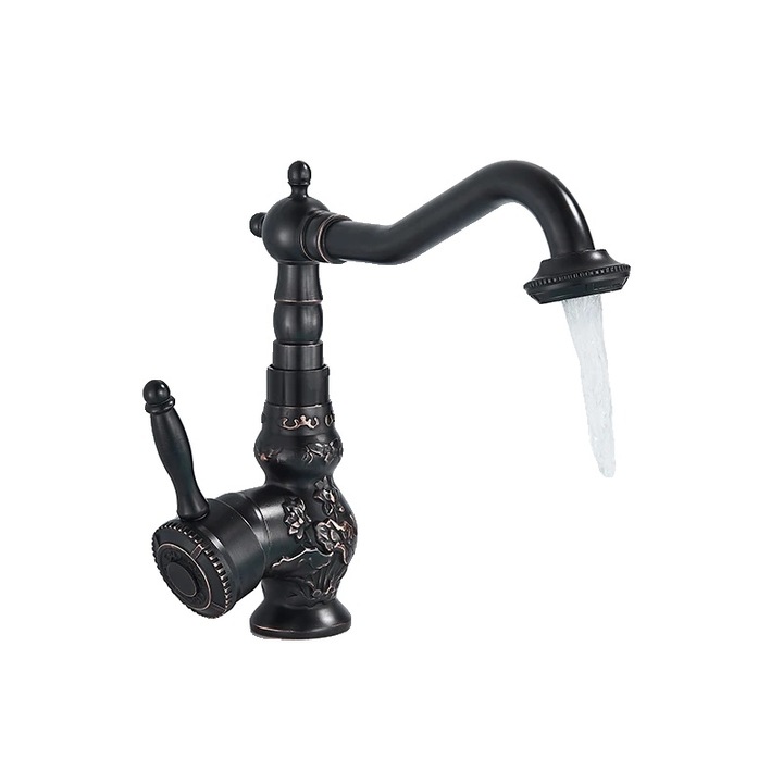 Csaptelep, antik kivitel, 360 fokban forgatható, olajozott bronz S