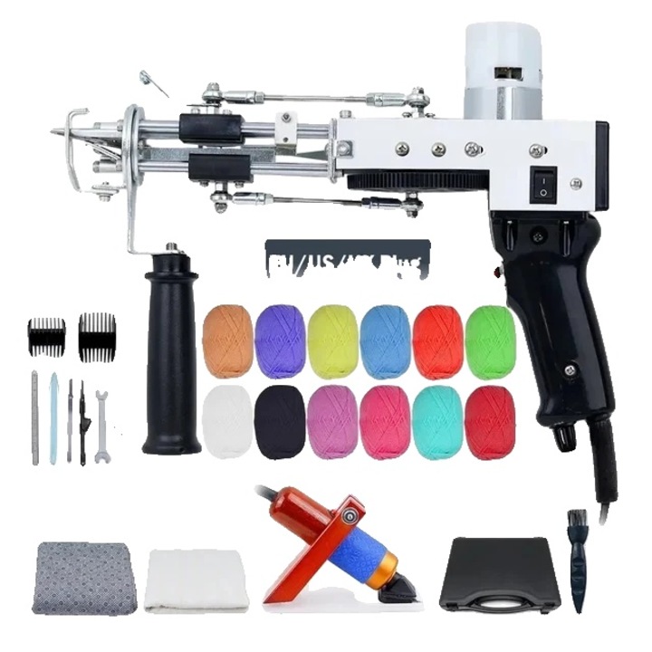 Elektromos tufting pisztoly készlet, 2 az 1-ben, 5-40 öltés/mp, 7-21mm