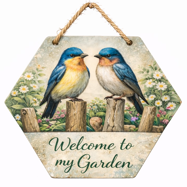 Decor Gradina, placuta Welcome to my garden, 25x25 cm, pvc 5mm print