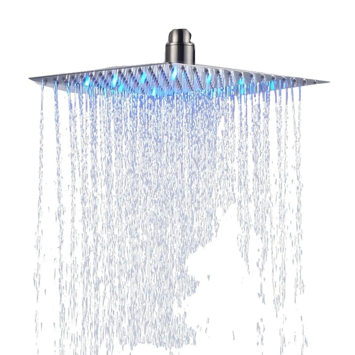 Coloana de dus, 16 inch, inox periat, lumini LED cu schimbare de culoare