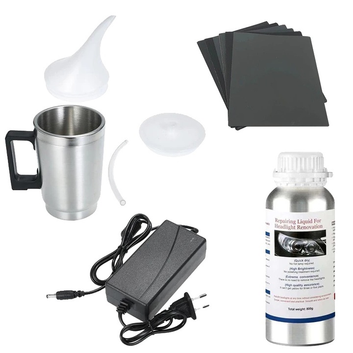 Kit de restaurare faruri, lichid polimeric, aplicare usoara