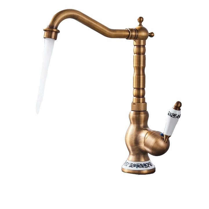 Csaptelep, pultra szerelhető, egykaros, antik sárgaréz, modern design