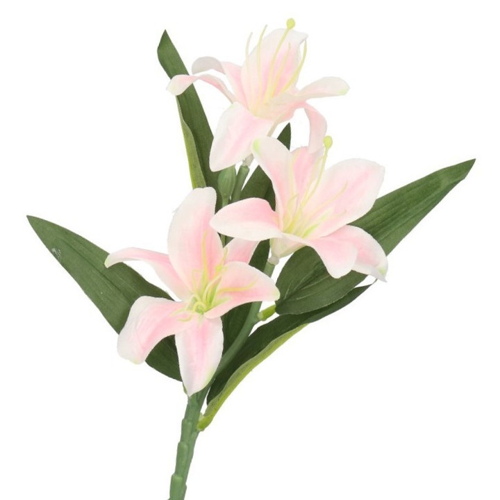 Műliliom ág, 3 virág, 37cm, finom színű