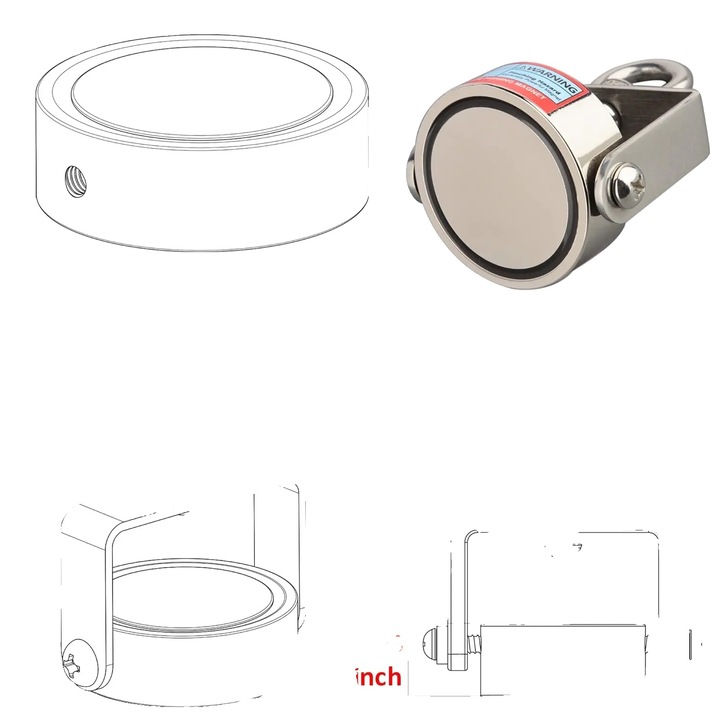 Magnet neodim 160KG, design dublu fata, utilizare industriala, 160KG rotativ