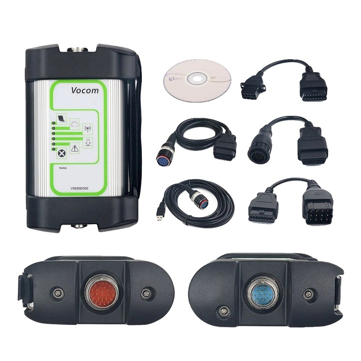 Vocom 88890300 diagnosztikai interfész, teljes készlet, OBD2 kábel, szoftver mellékelve, kék, 50x60''