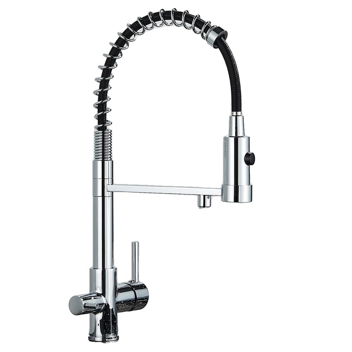 Sanitér csaptelep, kétkaros kialakítás, 360°-ban forgatható, króm, munkalapra szerelhető